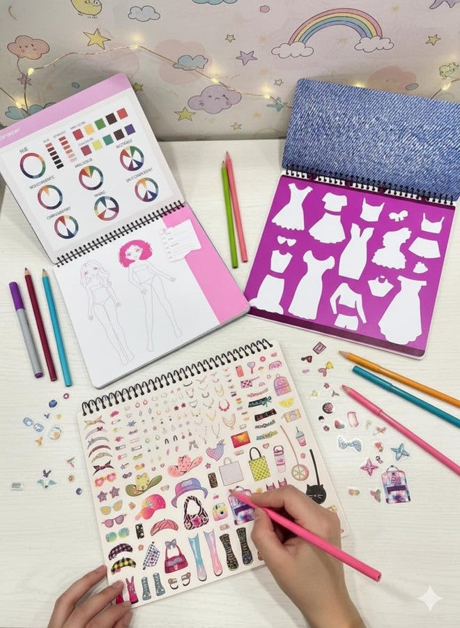 STRIDERS مجموعة رسم أزياء الفتيات من ستريدرز - مجموعة رسم إبداعية للأطفال، مثالية لتصميم الملابس، والتعبير عن الخيال، وتعزيز المهارات الفنية، وتشجيع اللعب الممتع والأنيق. - Image 3